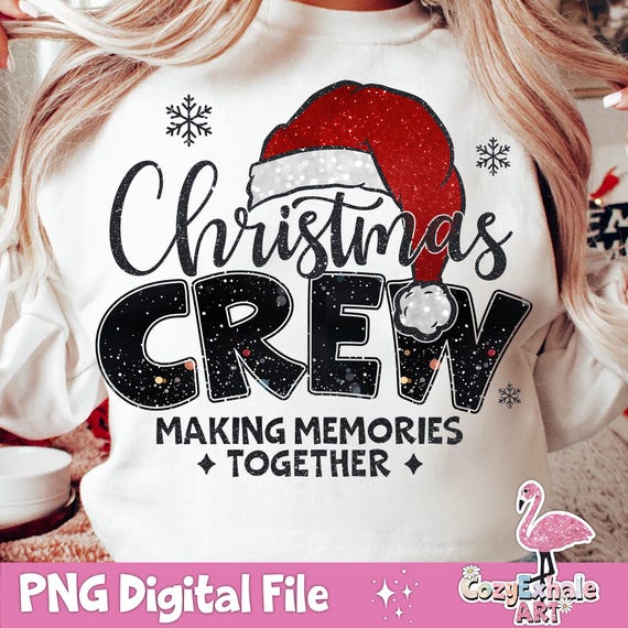 Christmas Crew Family Holiday Shirt Design PNG: Festive Group Matching Pajama Digital Download