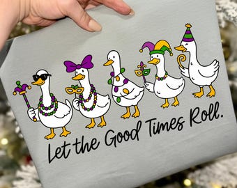 Gráfico de sublimación de estilo coqueto de ganso tonto de Mardi Gras PNG para camisetas de celebración del Martes de Carnaval y diseño de ropa de desfile