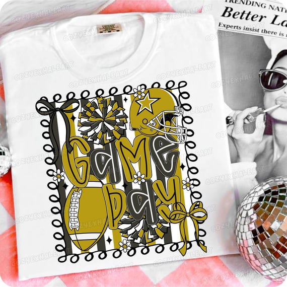 Preppy Football Mom Clipart: Coquette Cheerleader Spirit PNG for Game Day Sublimation