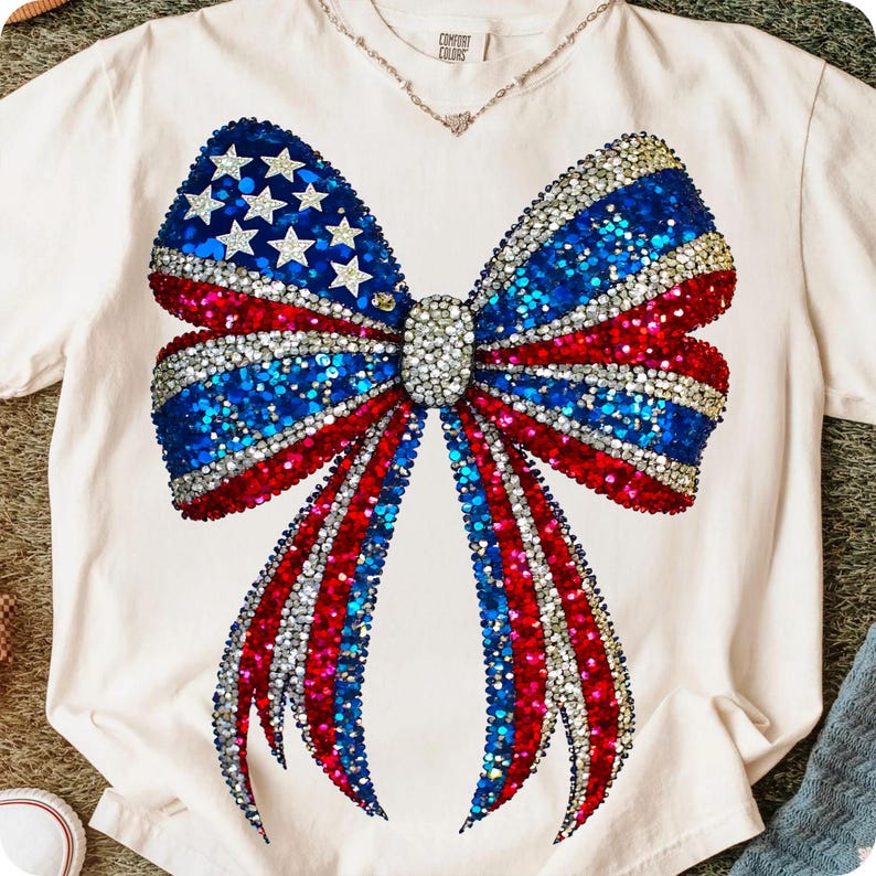 Red White and Blue Patriotic Coquette Bow Shirt Mockup