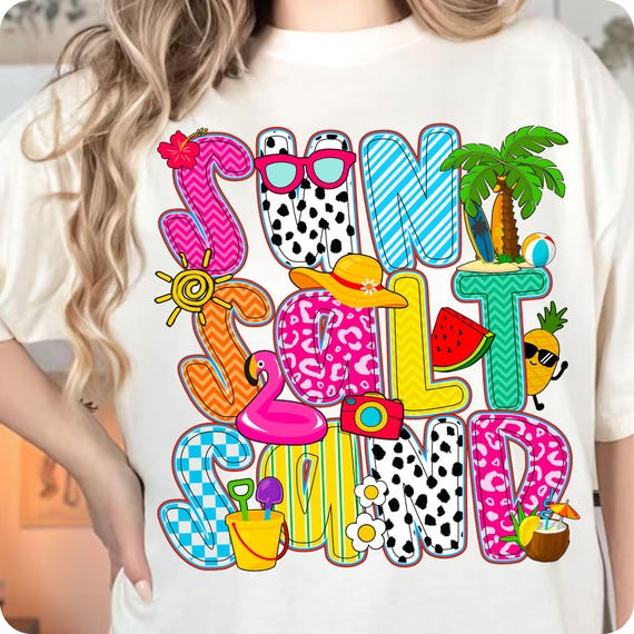 Sun Salt Sand PNG: Retro Beach Vibes Sublimation (Digital Download)