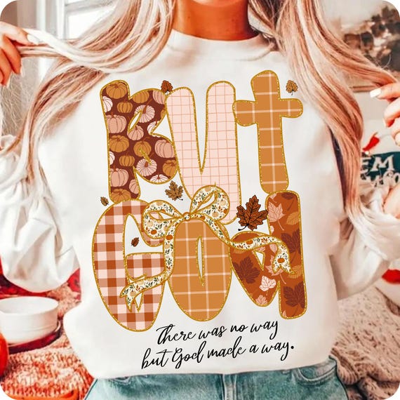 But God PNG: Floral Christian Bible Verse, Autumn Faith Design (Digital Download