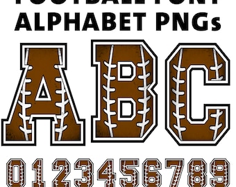 Football Font PNG Bundle: Varsity Letters, Team Alphabet (Digital Download)