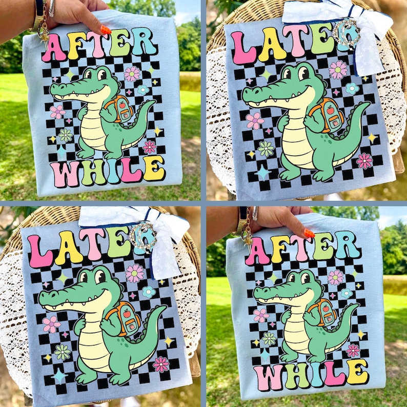 Vibrant Retro Alligator PNG design with