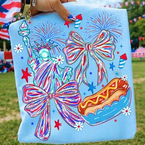 Coquette 4th Of July PNG Bundle Statue of Liberty Bow Sublimation Preppy Patriotic Hot Dog Independence Day USA Digital Download Design