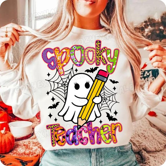 Preppy Teacher Halloween PNG: Trick or Teach, Coquette Bow (Digital Download