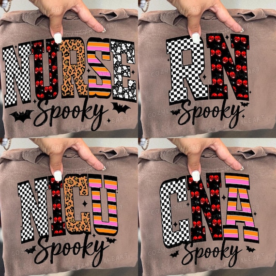 Vintage Halloween Nurse Clipart Bundle: Spooky Sublimation Designs for Medical Professionals