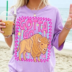 gotta go png, buffalo sublimation, western pop art, coastal cowgirl, punchy western, retro bison png, rodeo shirt design, country summer tee, dtf transfer file, neon western art, animal clipart, western aesthetic, trendy buffalo png