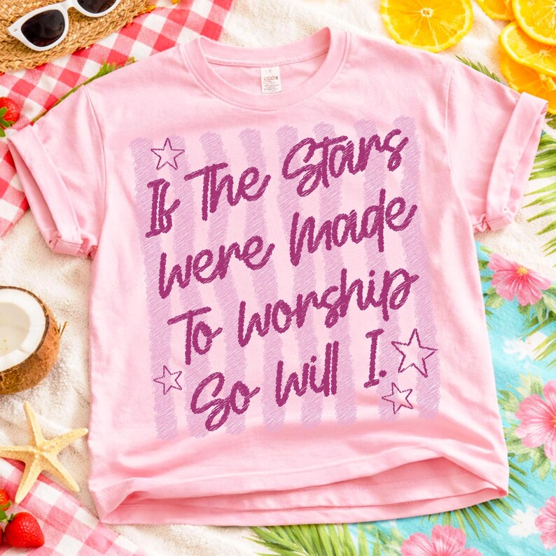Close-up of Striped Coquette Stars Religious Sublimation Design