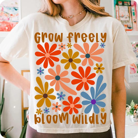 Boho Floral PNG: Grow Freely Wildflower Design (Digital Download)