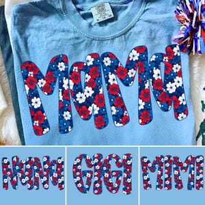 4th of July Mama PNG Bundle Patriotic Mom Sublimation Design Nana Gigi Mimi Floral Independence Day Red White Blue Digital Download File