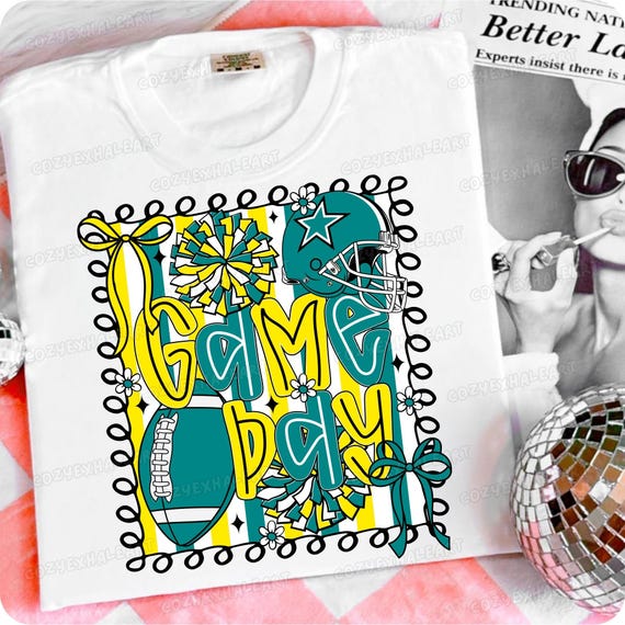 Preppy Football Mom Clipart: Coquette Cheerleader Spirit PNG for Game Day Sublimation