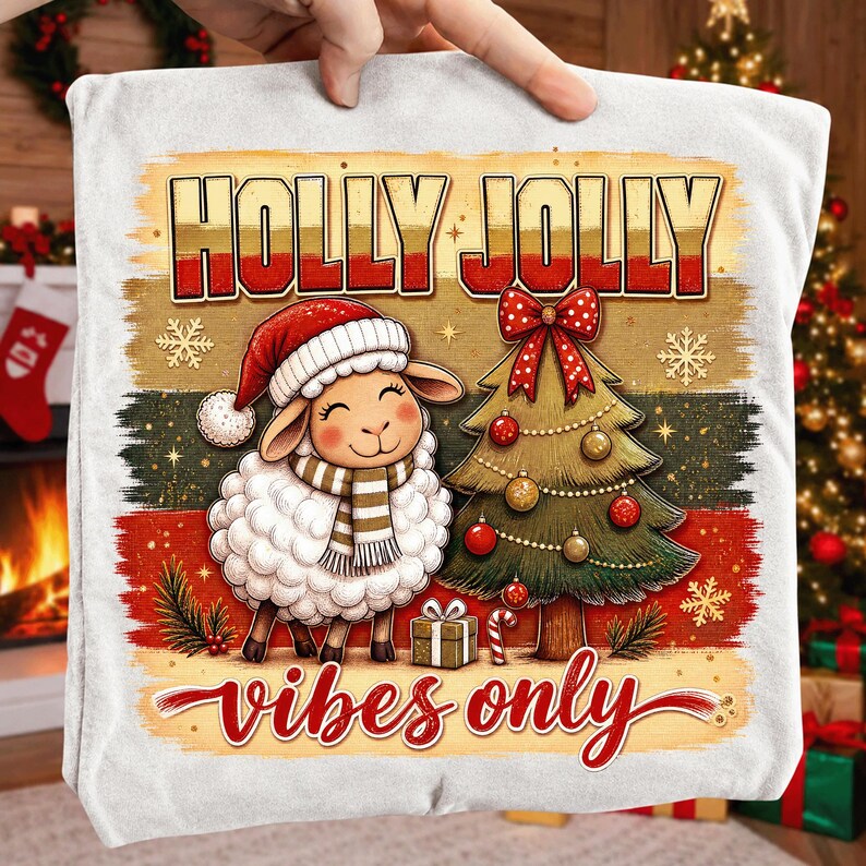 Farmhouse Holiday Sublimation Design on a Tote Bag