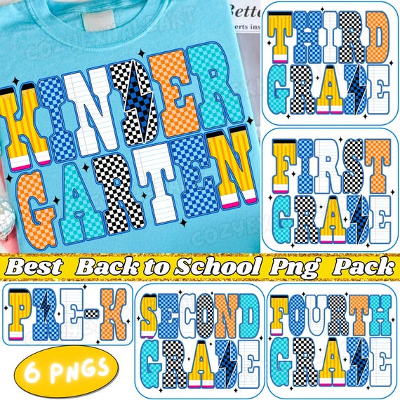Retro School Boys PNG Bundle: Checkered Shirt Designs (Digital Download)