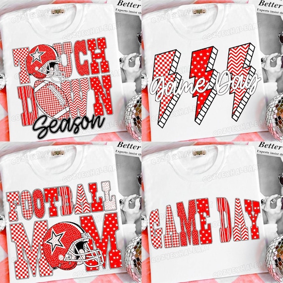 Red Leopard Football PNG Bundle: Game Day Sublimation Designs (Digital Download
