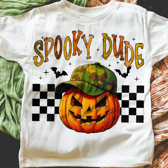 Vintage-Inspired Spooky Boy Pumpkin Face PNG for Halloween Shirts, Kids Clipart & Fall Sublimation