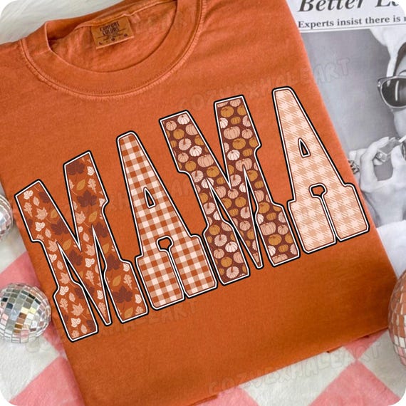 Fall Mama Shirt PNG: Pumpkin Patch Plaid Design (Digital Download