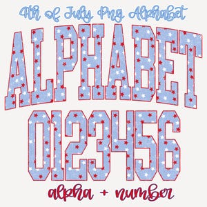 4th of July Distressed Alphabet PNG Patriotic Letters Numbers USA Clipart Red White Blue Varsity Font Sublimation Independence Day Design