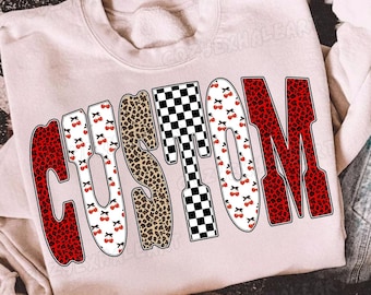 Trendy Teacher PNG: Leopard Checker Cherry Design (Digital Download
