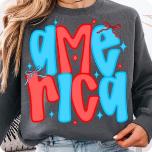 Preppy America Coquette Bow PNG, Floral Glitter Brushstroke Patriotic Sublimation Design, USA 4th of July Memorial Day Digital File