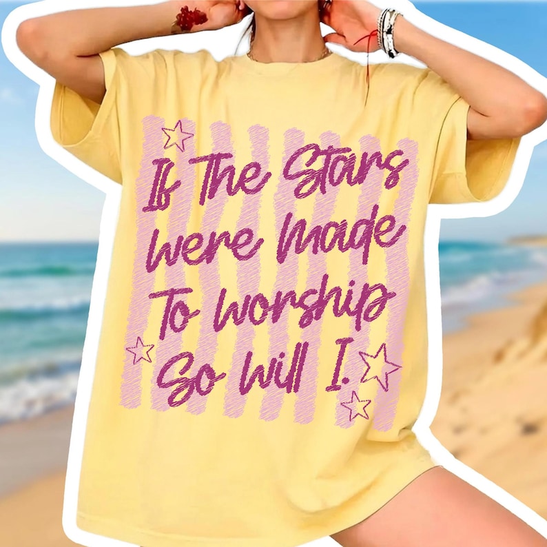 If the Stars Were Made to Worship PNG Faith Design Mockup on a T-Shirt