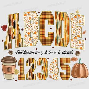 Brushstroke Floral Alphabet PNG: Glitter Pumpkin Coquette Font (Digital Download