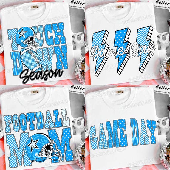 Blue Football PNG Bundle: Leopard Checkered Design (Digital Download