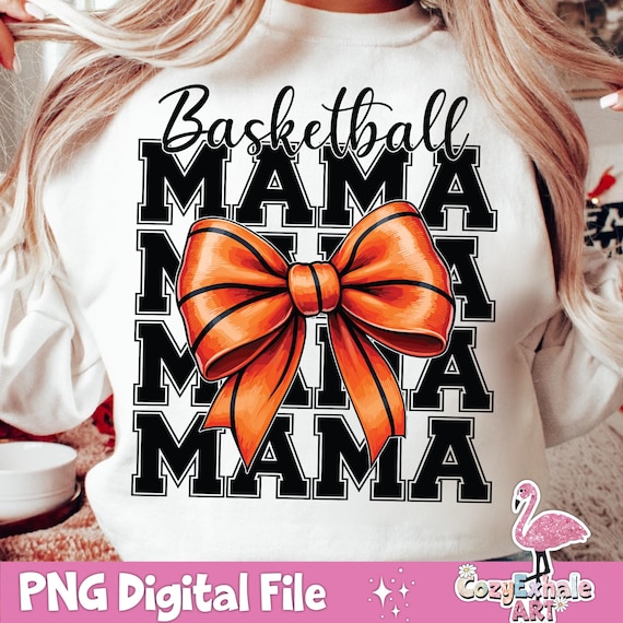 Basketball Mama PNG: Coquette Bow Retro Design (Digital Download)
