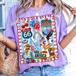 Western Collage 4th of July PNG, Retro Patriotic Sublimation Design, Preppy Coquette USA Shirt Clipart, Vintage Independence Day Art