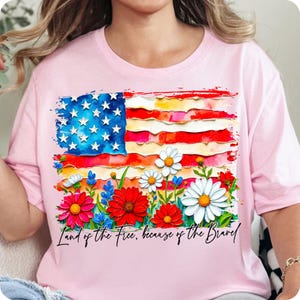 Floral American Flag PNG, USA Patriotic Wildflower Sublimation, 4th of July Memorial Day Design, Girly Oil Paint Brushstroke Flag