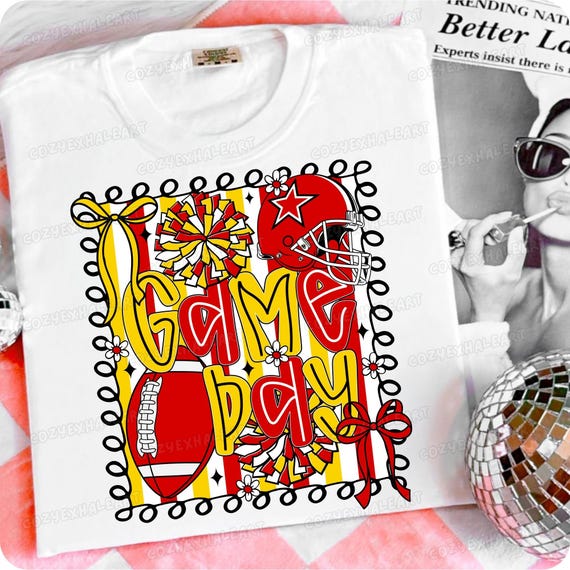 Preppy Football Mom Clipart: Coquette Cheerleader Spirit PNG for Game Day Sublimation