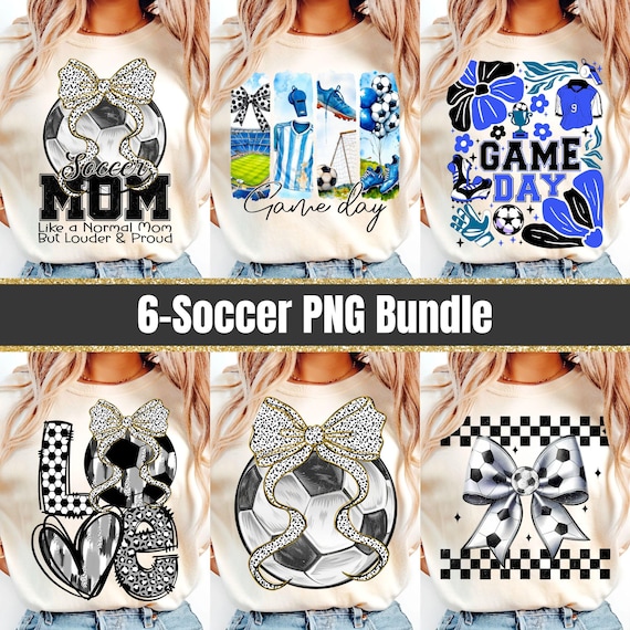Retro Soccer Mom PNG Bundle: Coquette Bow & Game Day Graphics for Sublimation Designs