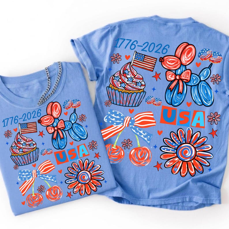 Retro 4th of July Sublimation Design on a Patriotic T-Shirt Mockup
