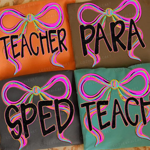 Coquette Bow Teacher PNG Bundle: Preppy Back-to-School Digital Designs for Classroom Decor