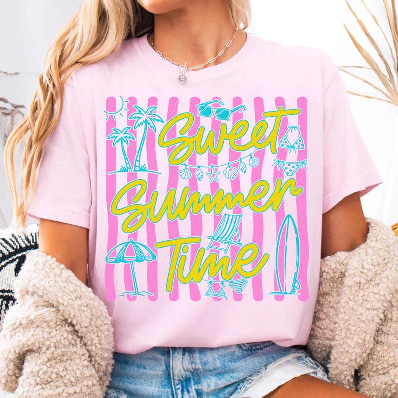 Retro Neon Sweet Summer Time PNG Sublimation Design for T-Shirts