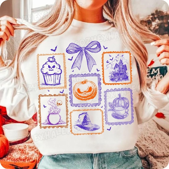 Vintage Coquette Pumpkin Sublimation Design: Trendy Halloween Clipart for Retro Autumn Shirts