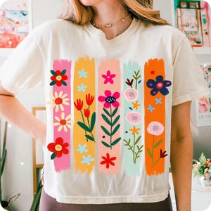 Floral Doodle Brushstroke PNG, Boho Wildflower Paint Stroke Sublimation, Preppy Floral Bouquet Design for Trendy Summer Shirt Art