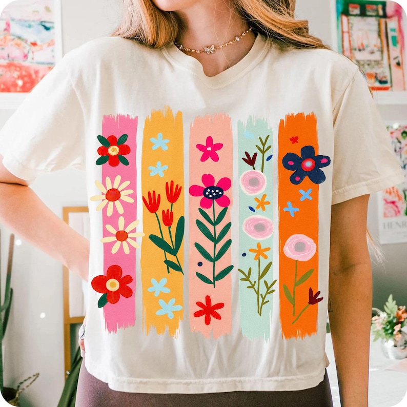 Creative product mockups showcasing the boho wildflower doodle design on various items