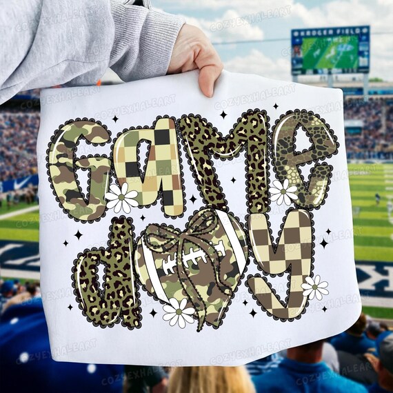 Camo Leopard Football Heart PNG: Game Day Shirt Design (Digital Download