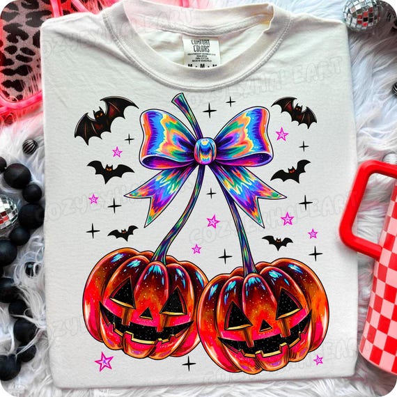 Girly Coquette Fall Pumpkin Cherry PNG Graphic: Digital Download for Autumn Vibes & Halloween Designs