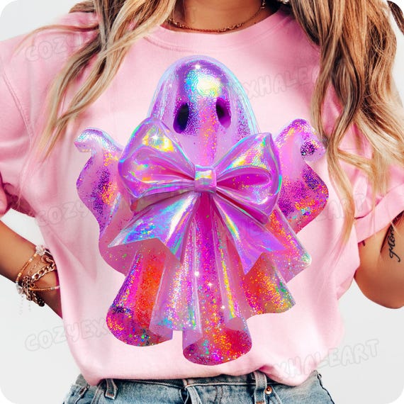 Pink Halloween Ghost Breast Cancer Awareness Sublimation Design PNG Digital Download