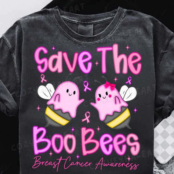 Save the Boo Bees PNG: Breast Cancer Awareness Halloween Design (Digital Download
