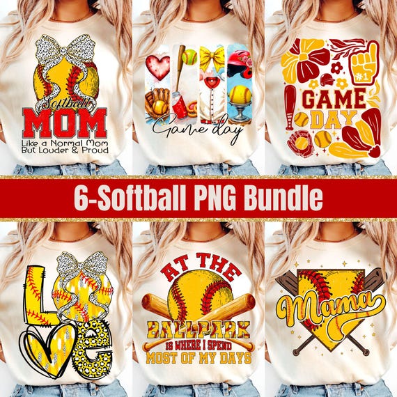 Retro Softball Mama Bundle: Game Day Shirt Design PNG for Digital Download & Sublimation