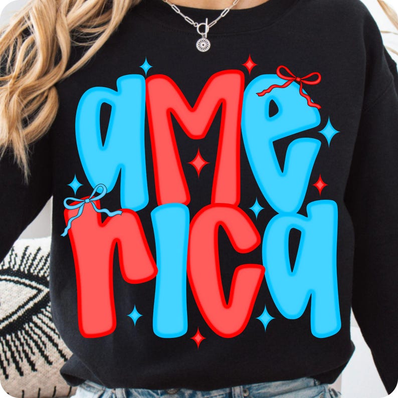Preppy America Coquette Bow PNG, Floral Glitter Brushstroke Patriotic Sublimation Design, USA 4th of July Memorial Day Digital File