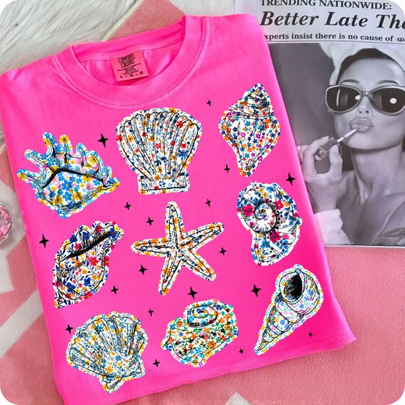 Wildflower Seashell PNG: Boho Beach Vibes Sublimation (Digital Download)