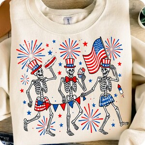 Patriotic Skeletons PNG, Funny USA 4th of July Red White Blue Sublimation Design, Independence Day America Party Shirt Graphic