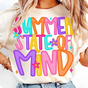 Preppy Summer State Of Mind PNG, Retro Flower Sunshine Sublimation, Trendy Beach Graphic, Boat Waves Sun Rays Summer Shirt Design