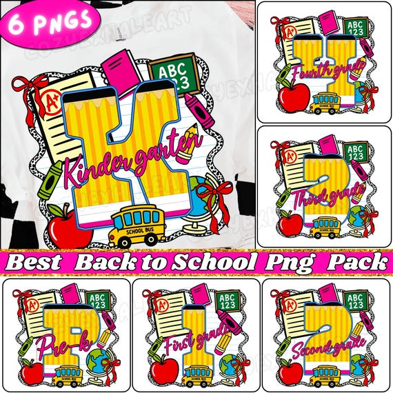 Preppy Back to School PNG Bundle: Dalmatian Dots & Pencil Bows for Retro Teacher Shirts