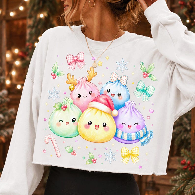 Adorable Kawaii Christmas Bao Buns Pastel Holiday PNG Design