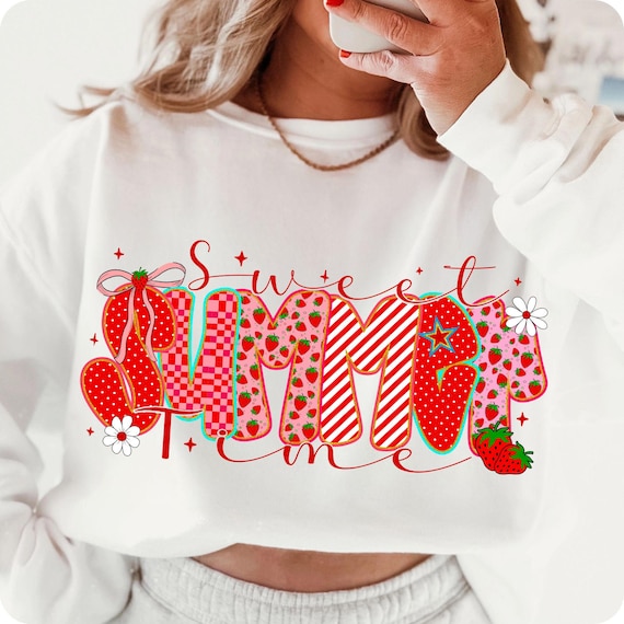 Strawberry Coquette Summer PNG: Retro Checkered Design (Digital Download)